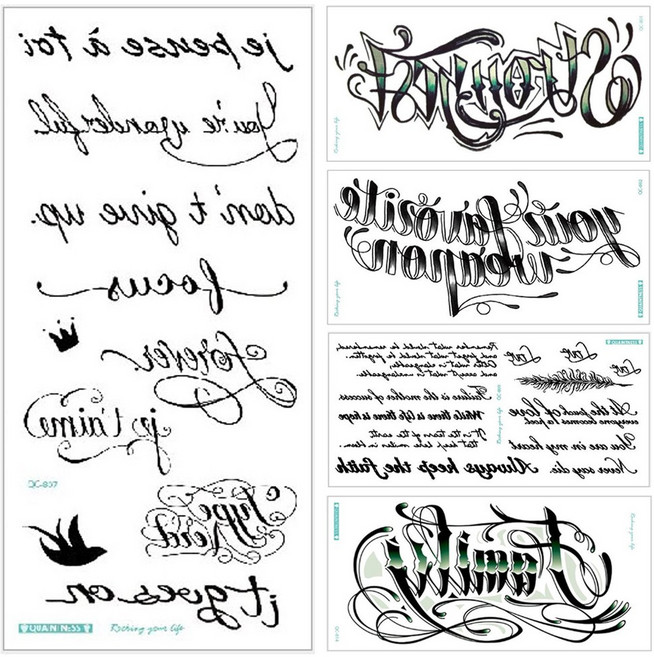 (5장세트)QC809 레터링 영문자 방수 헤나 타투 문신스티커, QC레터링 영문자, 1세트