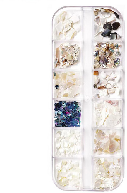 지웅마켓 바다 조개껍질 네일파츠 12종혼합모음, 1개