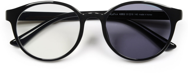 GLND 국산 청광 변색 안경 선글라스 자외선100%차단 블루라이트차단 시력보호 보호안경 라식 라섹후 안구건조 변색청광안경, 2069(뿔테원형), 블랙, 블랙, 1개