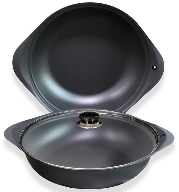 유유마트 국산 업소용 경질 가벼운 빠르게 끓는 스마트 복전골 냄비 22~32cm, 1개, 22cm_냄비(뚜껑포함), 블랙