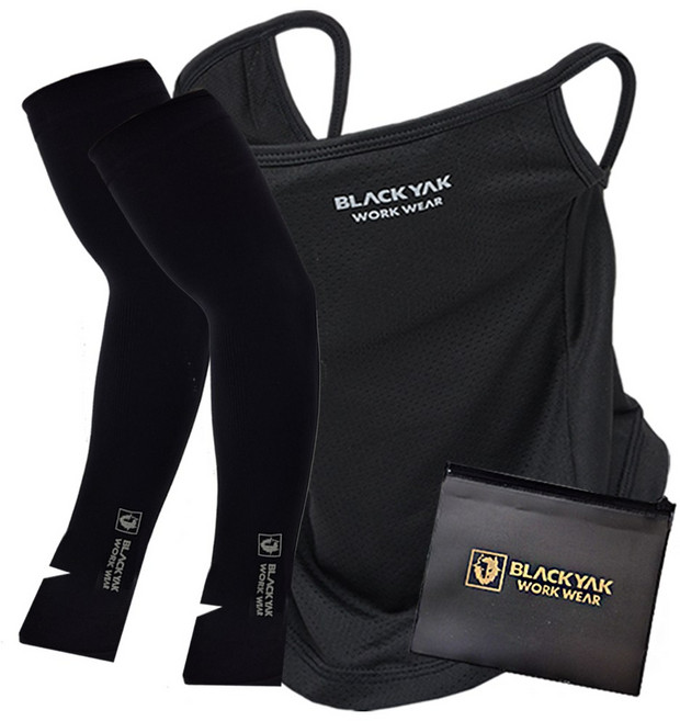 블랙아크 자외선차단 마스크+손등형 쿨토시+파우치세트, 1세트, 마스크 블랙+손등형쿨토시 블랙+파우치1개