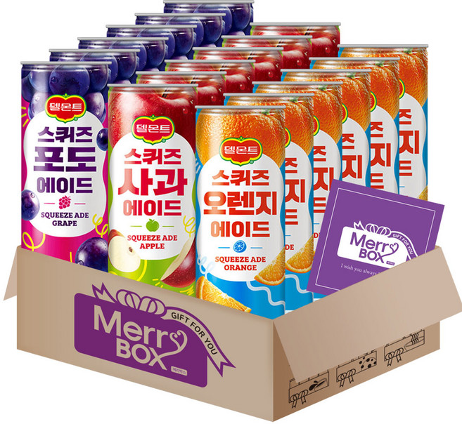 델몬트스퀴즈 에이드음료수 (오렌지6+포도6+사과6)+메세지카드, 1세트, 240ml