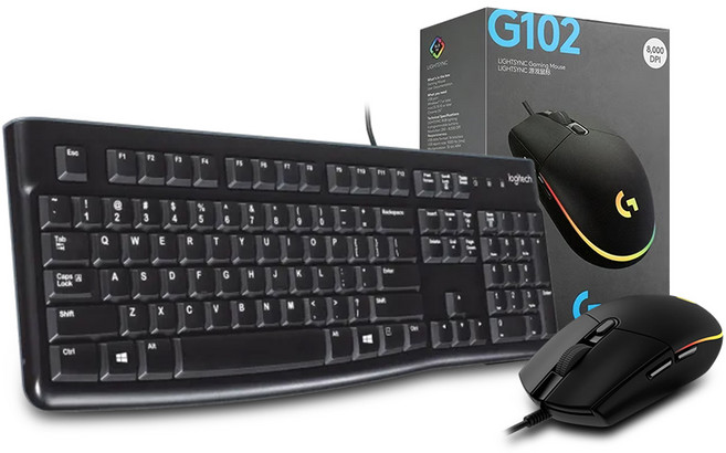 로지텍코리아 K120 유선 키보드 + G102 정품 박스 게이밍 유선 마우스세트, 블랙, K120+G102(정품박스), 일반형