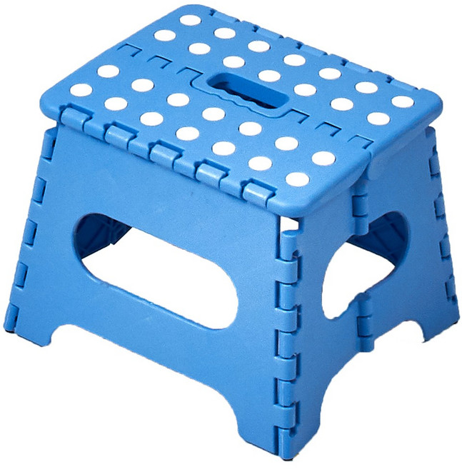 할메이드 플라스틱 접이식 의자 휴대용 캠핑의자 보조 스툴, 소-블루