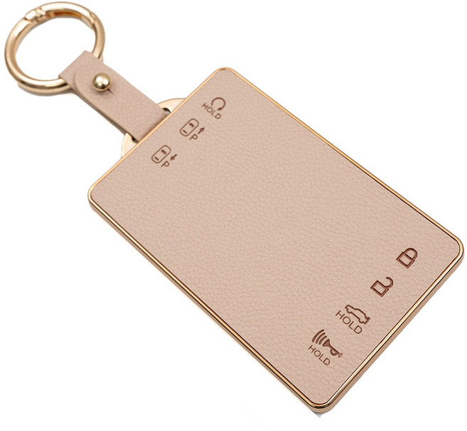 현대 그랜저GN7 싼타페MX5 카드키 호환 스마트키 가죽 차 키케이스 리모컨 키링 키홀더 키커버, TL61_카드키, 아이보리골드