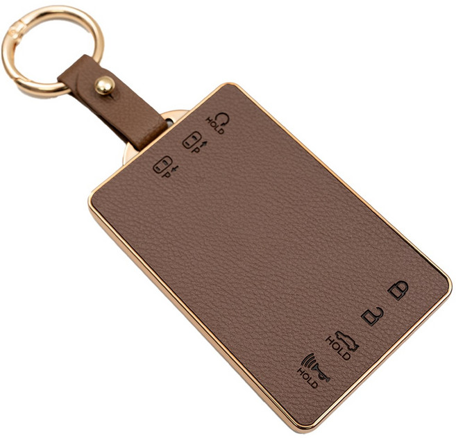 현대 그랜저GN7 싼타페MX5 카드키 호환 스마트키 가죽 차 키케이스 리모컨 키링 키홀더 키커버, TL61_카드키, 브라운골드