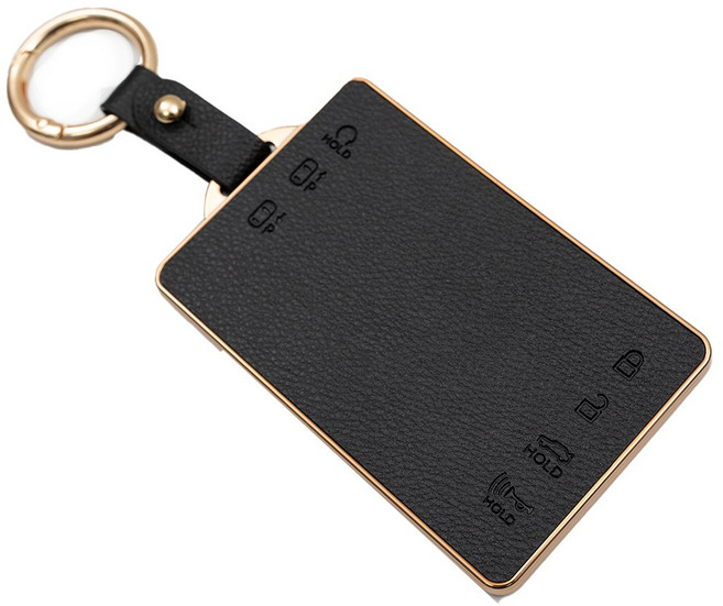 현대 그랜저GN7 싼타페MX5 카드키 호환 스마트키 가죽 차 키케이스 리모컨 키링 키홀더 키커버, TL61_카드키, 블랙골드