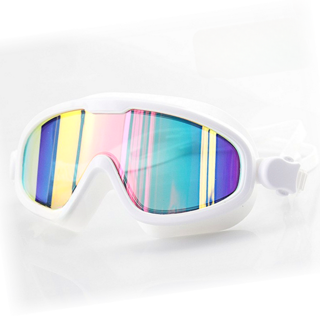 투펄슨 김서림방지 와이드 미러렌즈 고글 물안경 + 보관케이스, 화이트, 1개