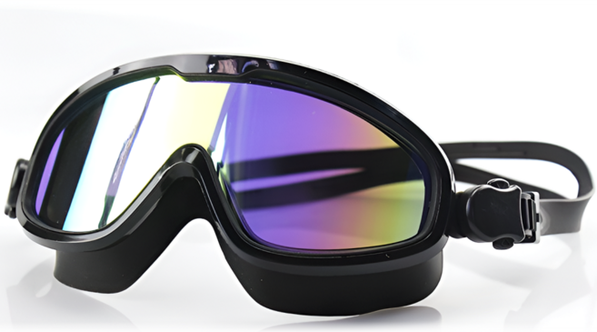 투펄슨 김서림방지 와이드 미러렌즈 고글 물안경 + 보관케이스, 블랙, 1개