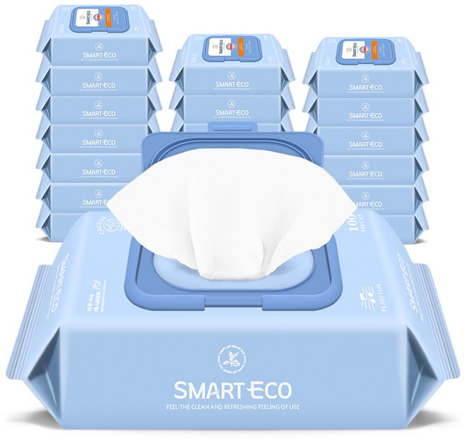 스마트에코 비바체 아기물티슈 캡형, 43g, 100개입, 20개