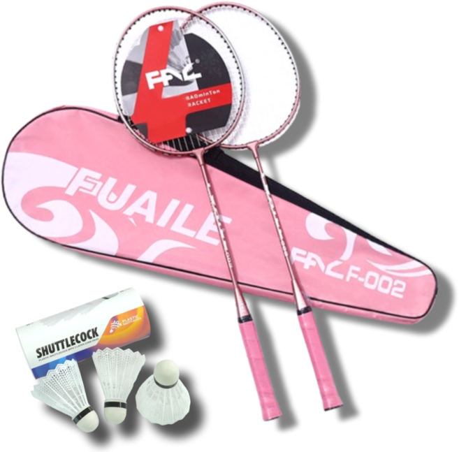 시옷모먼트 입문자용 가벼운 배드민턴 라켓 셔틀콕 세트 + 전용 라켓백, 1세트, 핑크라켓 2P