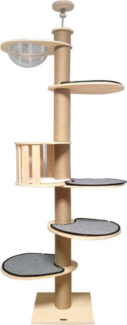 펫이랑 대형 6단 원목 캣폴 캣타워 + 매트, 혼합색상, 1세트
