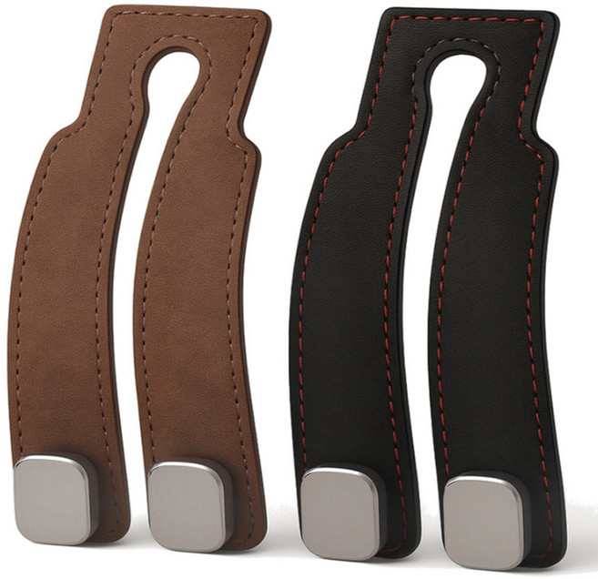 오루아 자동차 가방걸이 차량용 옷걸이 헤드레스트 고리, 브라운, 2개