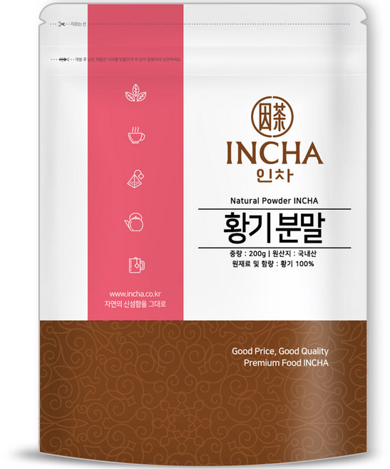 인차 국산 황기 가루 분말 100% 200g, 1개