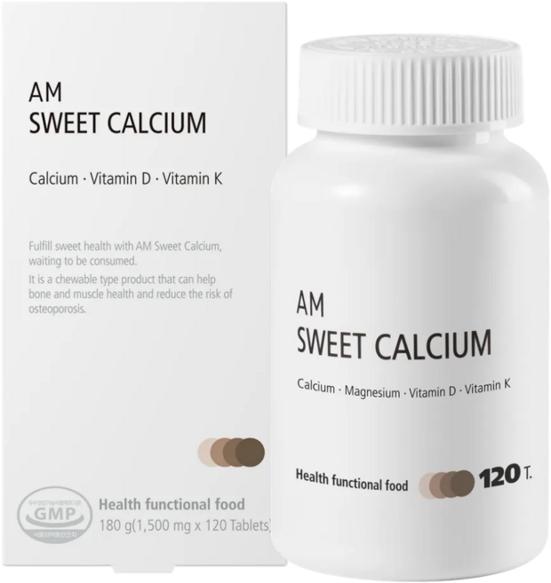 [공식몰 정품] 에이엠 스윝칼슘 마그네슘 비타민K2 비타민D3 칼슘 칼마디케이 MK7 바실러스나토균 골다공증영양제 1Box(1 500mg. 120정), 1개, 180g
