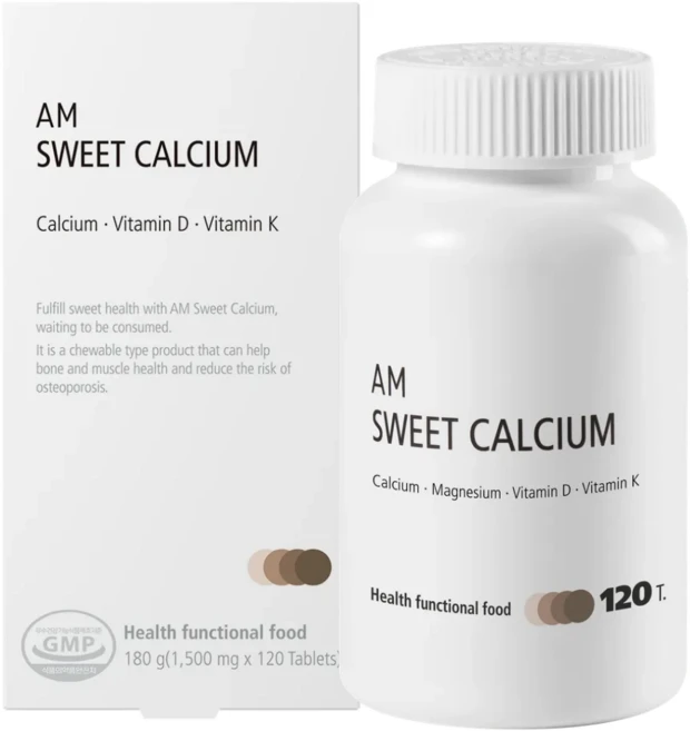 [공식몰 정품] 에이엠 스윝칼슘 마그네슘 비타민K2 비타민D3 칼슘 칼마디케이 MK7 바실러스나토균 골다공증영양제 1Box(1 500mg. 120정), 제품+폴리백+리플렛, 1개, 180g - 쿠팡