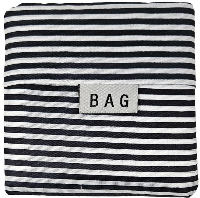 케이홈 포켓 에코 쇼핑백 무늬 6종, 스트라이프 네이비, 1개