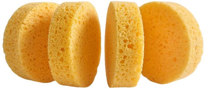 잇티제나인 해면 세안 스펀지 프랑스산 셀룰로오스, 노랑, 4개