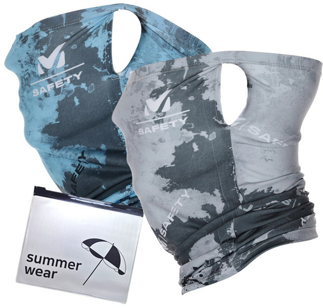 밀레 safety 멀티스카프 귀걸이형 쿨마스크+파우치 여름 버프 23년형, 블루