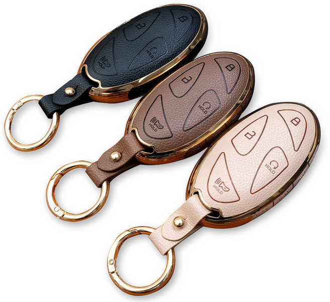 1+1 현대 그랜저 GN7 아이오닉 투싼 IX 아반떼 CN7 호환 조약돌 자동차 키케이스 차량용 스마트키 키홀더 TPU 가죽 키커버, 블랙+브라운, 5버튼_TL20