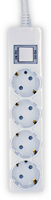 이제로 절전형 접지 멀티탭 4구 16A 1M 난연재질/통합스위치형 PM04, 1개, 화이트