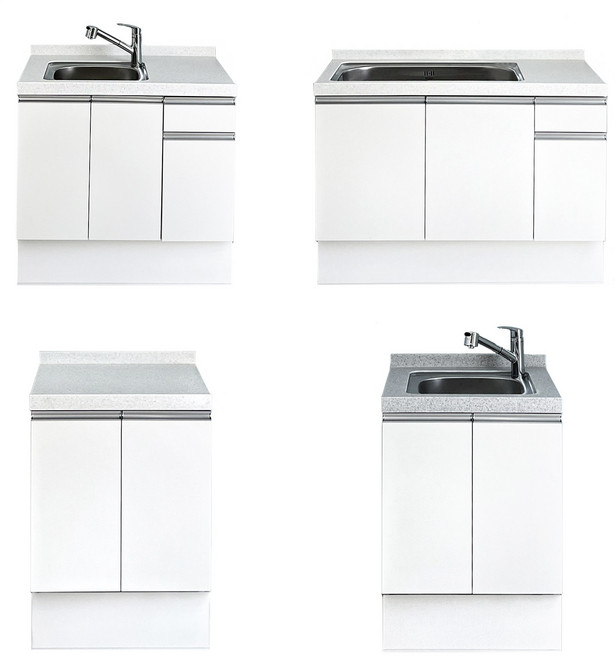 지안데코 인조대리석 싱크대 E0 PET 5컬러 하부장, 하이그로시화이트, 개수대600(싱글)