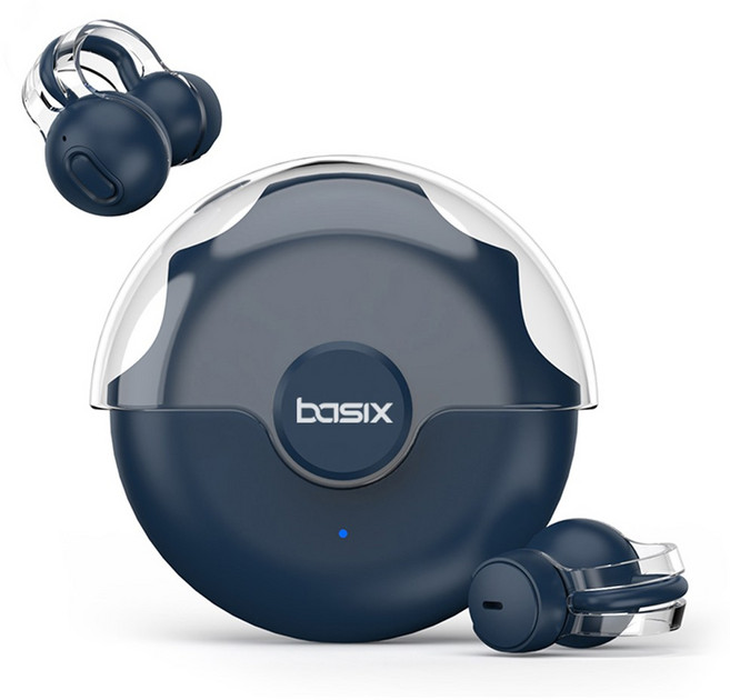베이식스 귀찌 귀걸이형 블루투스 이어폰 오픈형 무선이어폰 BNE1, 네이비