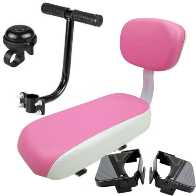 글로리존 자전거 뒷좌석 등받이 안장 접이식 발판 손잡이 풀세트, 1세트, 핑크