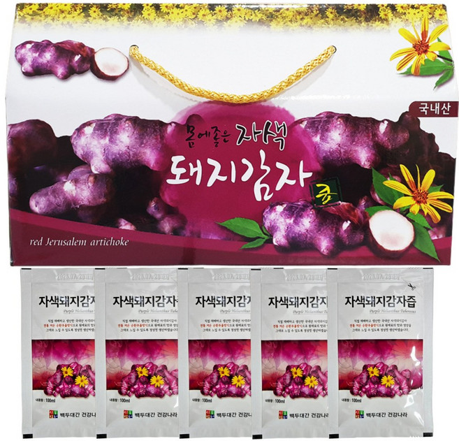 시골장터 자색 돼지감자즙 국내산 100ml 30포 건강즙, 30개