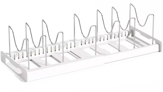 타리홈스 후라이팬 정리대 길이조절 그릇 접시 냄비 주방 정리, 1개, 화이트, 1단