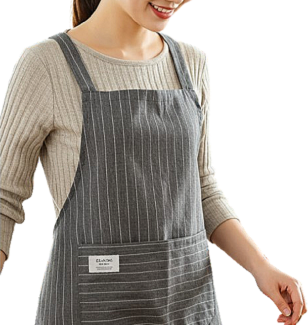 러블리썬 스트라이프 앞치마 가벼운 얇은 앞치마, A형타입, 브라운, 1개
