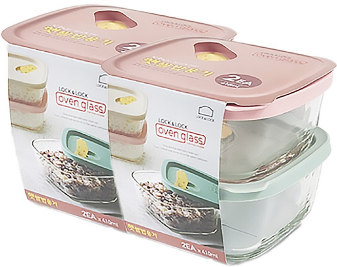 락앤락 햇쌀밥 용기 410ml 2P세트 내열유리 밥팩 오븐글라스 냉동밥 보관, 4개, 단품