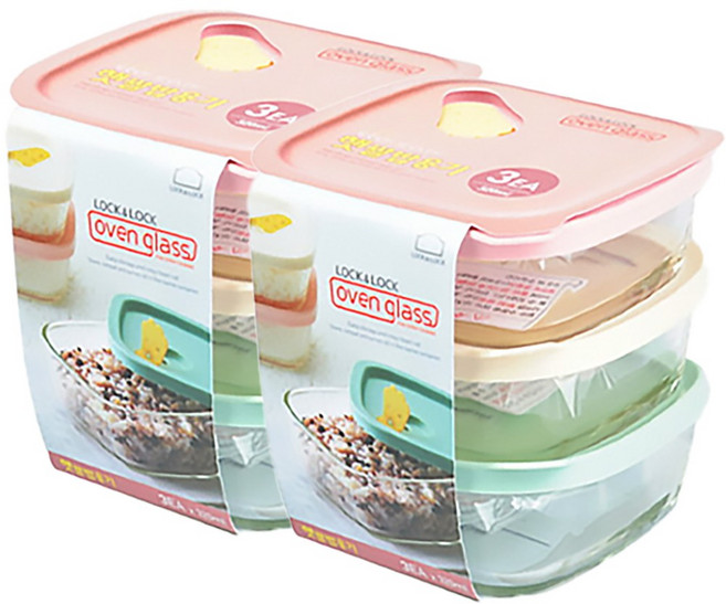 락앤락 오븐글라스 햇쌀밥용기 320ml 3p, 6개, 단품