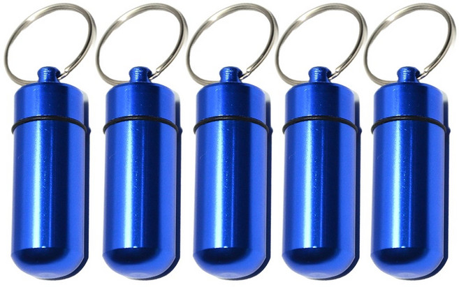 휴앤코 4+1 휴대용 알루미늄 알약통 비타민 영양제 방수 밀폐 케이스, 1세트, 블루(4+1)