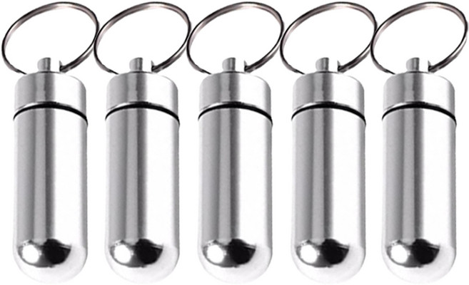 4+1 휴대용 알루미늄 알약통 비타민 영양제 방수 밀폐 케이스 실버색상 5개, 1세트, 실버(4+1)