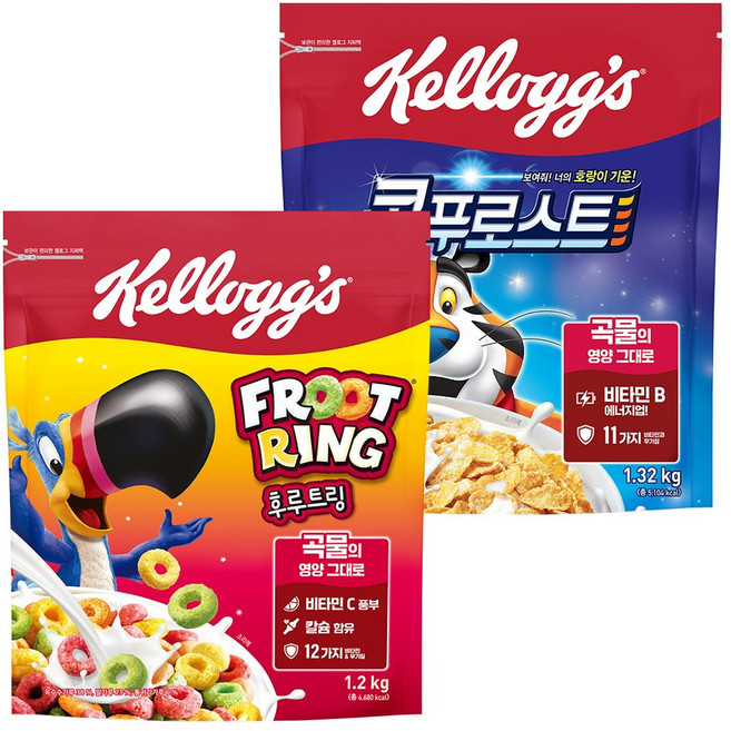 켈로그 대용량 콘푸로스트 1320g + 후루트링 1200g, 1개