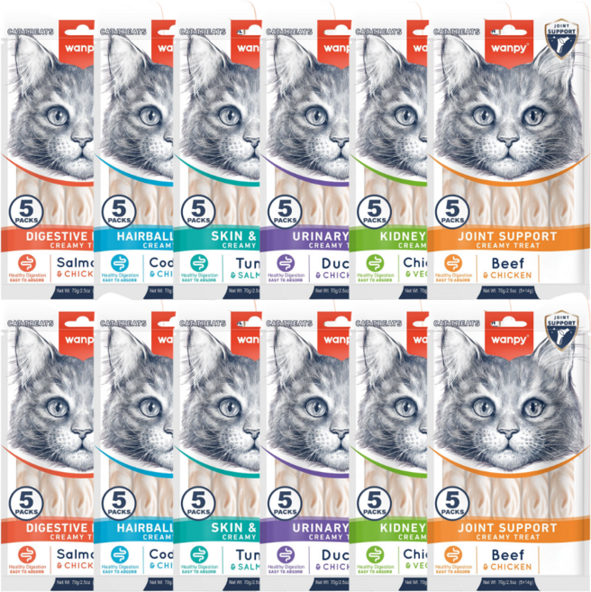 [어썸메이트] 완피 건강 기능성 영양 크리미 고양이 간식 대용량, 120개, 14g, 영양믹스