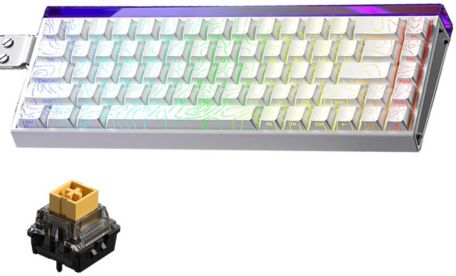 AULA HERO 68 HE 마그네틱 자석축 기계식 키보드 유선 8K 게이밍 키보드, RGB lighting box wired, White Contour Line