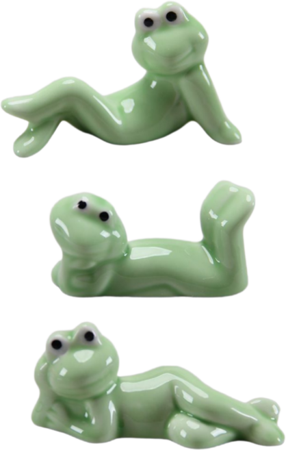 휘뚜마뚜 예쁜 개구리 세라믹 수저받침 도자기 숟가락 젓가락 받침 3개세트, 1개, 그린컬러