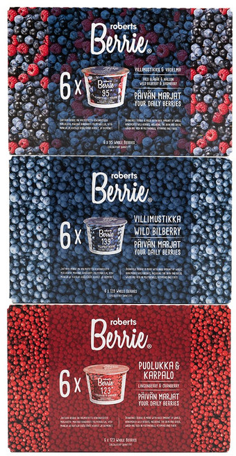 로버츠베리에 빌베리+링곤베리+라즈베리 SET 야생 블루베리 크랜베리 주스 과채음료 선물용, 18개, 100ml