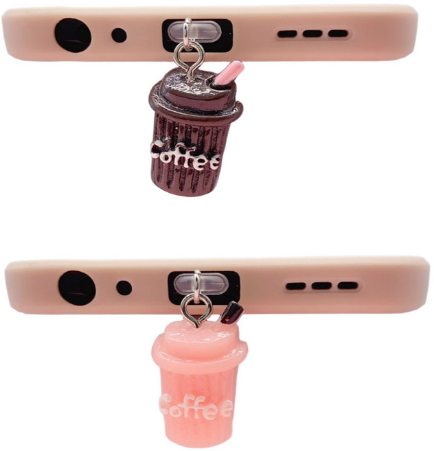 YIXUAN 휴대폰 충전단자 보호마개 보호캡 커피컵마개 1+1, 커피색/핑크색 C타입(1세트), 1개