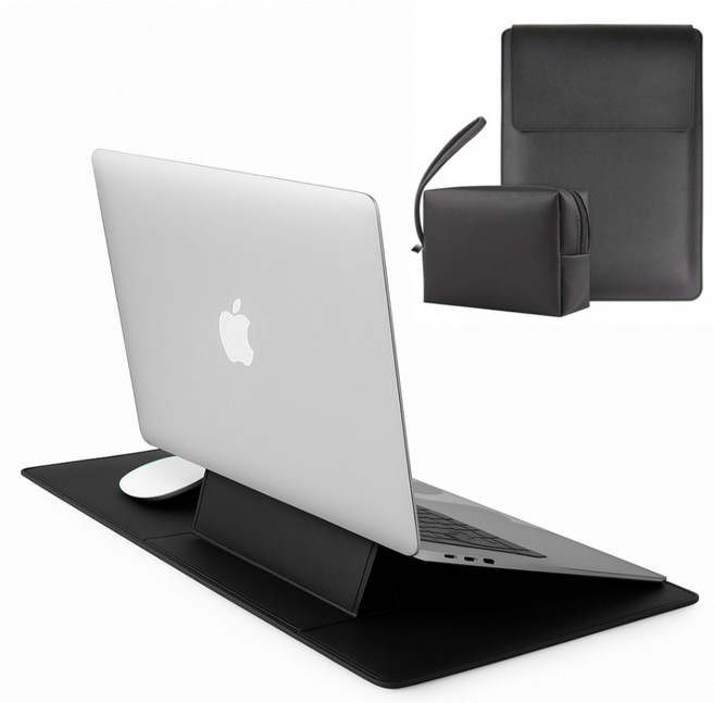 스마트덕 노트북 파우치 거치대 겸용 맥북 LG그램 삼성 가방 케이스, 심플블랙