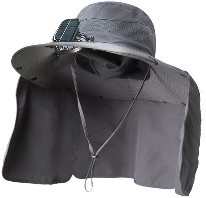 신바람 USB 태양열 충전식 1500mAH 용량 배터리 사파리 선풍기 여름 모자 KC인증 99%이상 자외선차단, 베이직, 다크그레이