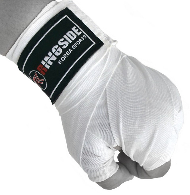 링사이드코리아 마이스터 복싱핸드랩 반신축 멕시코 스타일 권투 스트랩 주니어 이너 붕대 1쌍, 하양, 3.5m