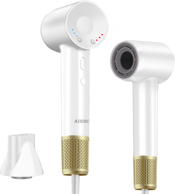 AIESCO 초고속 저소음 헤어드라이기 음이온 드라이기 가정용 전문가용 헤어 드라이기 BLDC 1500W, 화이트