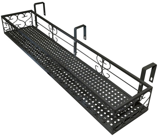 모칸도 베란다 화분걸이 난간 화분걸이대 (일반 직각형 100x20cm) 난간용 고리, 일반_직각형_100X20_블랙, 1개