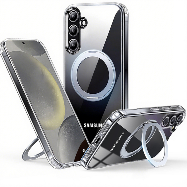 반스등 360도 회전 스탠드 투명 자석 맥 안전 보호 변색 방지 스마트폰 케이스