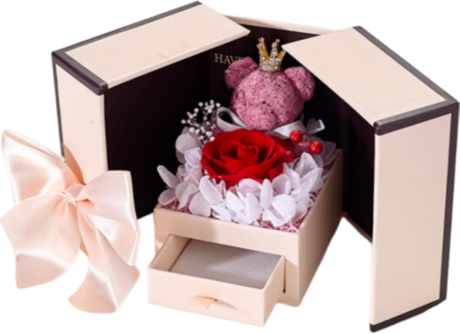 오로라 조화 선물상자 플라워 리본케이스, 1개, 레드