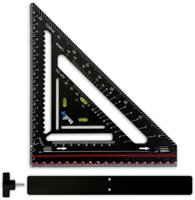네이쳐툴 알루미늄 제도용 목공 삼각자 스피드스퀘어 목수 각자 직각자, 1개, 7인치(접이식/플라스틱바디)