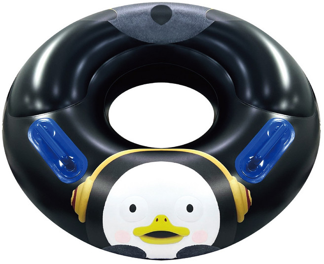 자이언트 펭수 원형 튜브 100cm | 손잡이 포함 | 블랙 | 여름 물놀이 워터파크 캐릭터 튜브, 1개, 혼합색상